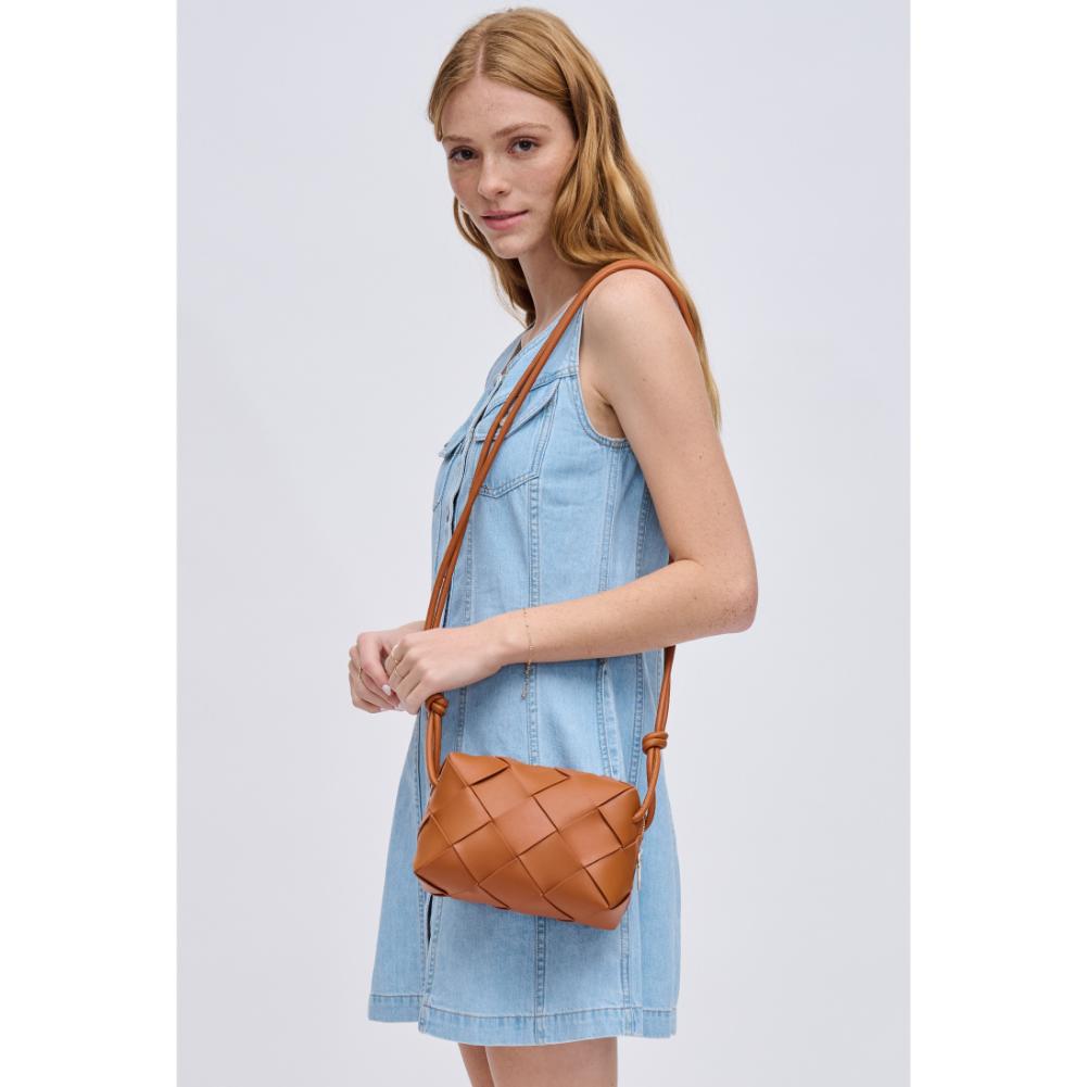 Woman wearing Tan Urban Expressions Kennedy Crossbody 840611126733 View 1 | Tan