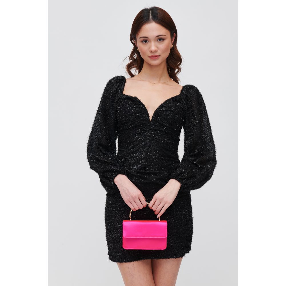 Woman wearing Hot Pink Urban Expressions Zuelia Evening Bag 840611109071 View 2 | Hot Pink
