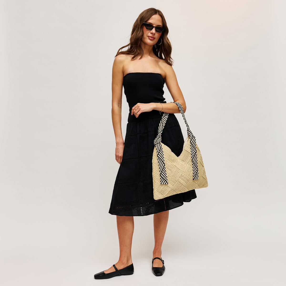 Woman wearing Ivory Urban Expressions Ellen Hobo 840504203008 View 4 | Ivory