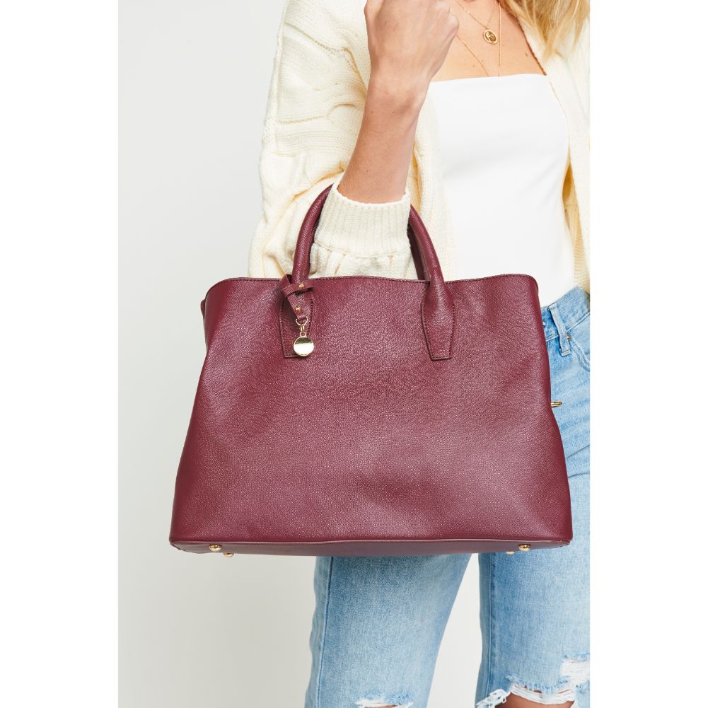 Woman wearing Burgundy Urban Expressions Chelsea Tote 840611154453 View 1 | Burgundy