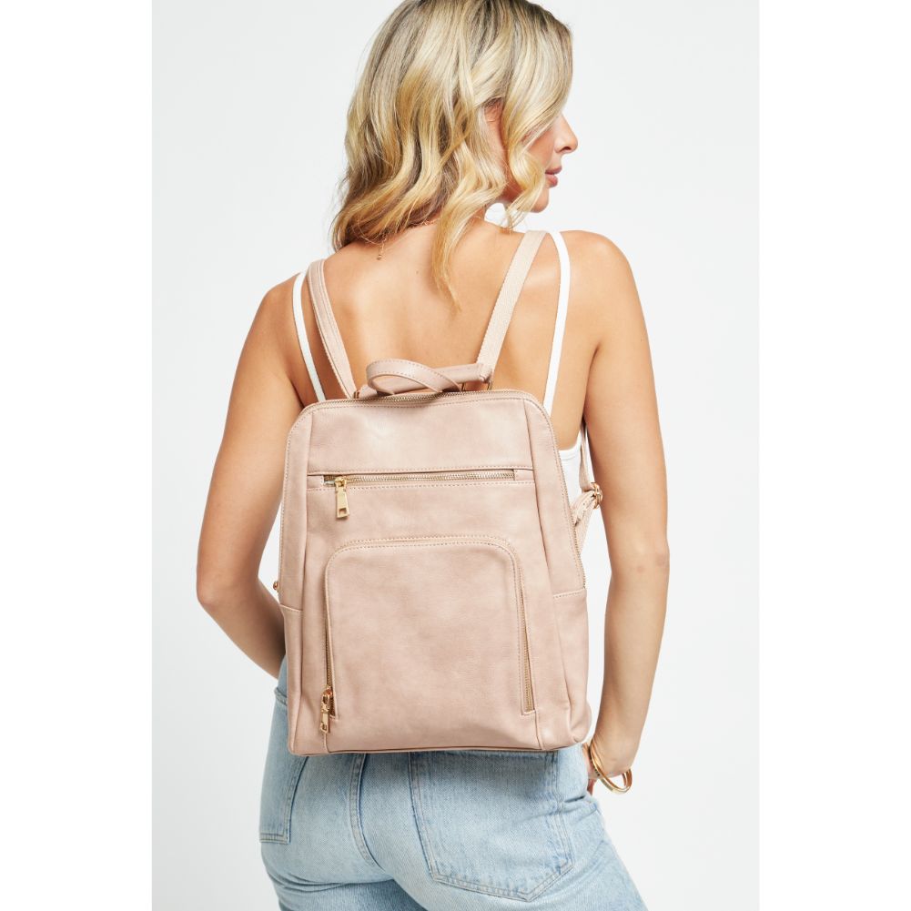 Woman wearing Almond Urban Expressions Gramercy Backpack 840611178671 View 1 | Almond