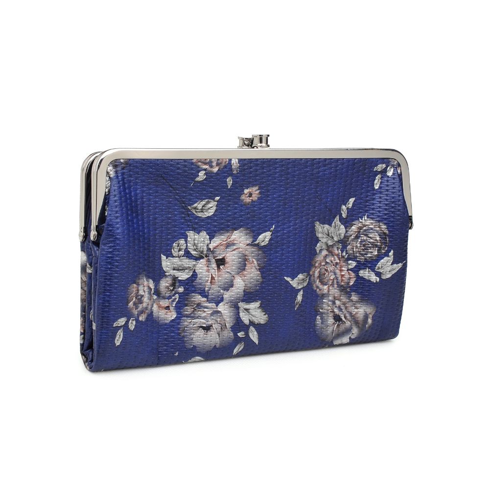Woman wearing Navy Urban Expressions Sandra Floral Wallet 840611151667 View 6 | Navy