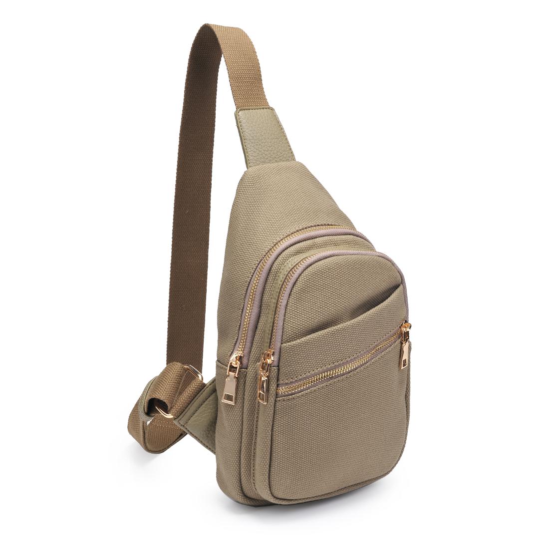Urban Expressions Zephyr - Canvas Sling Backpack 840611196279 View 2 | Olive