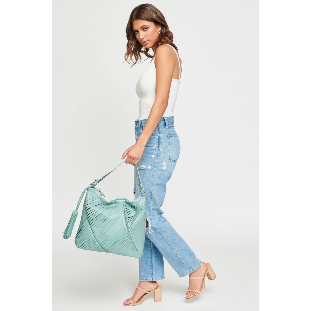 Woman wearing Sage Urban Expressions Jinx Hobo NA-840611124982 View 3 | Sage