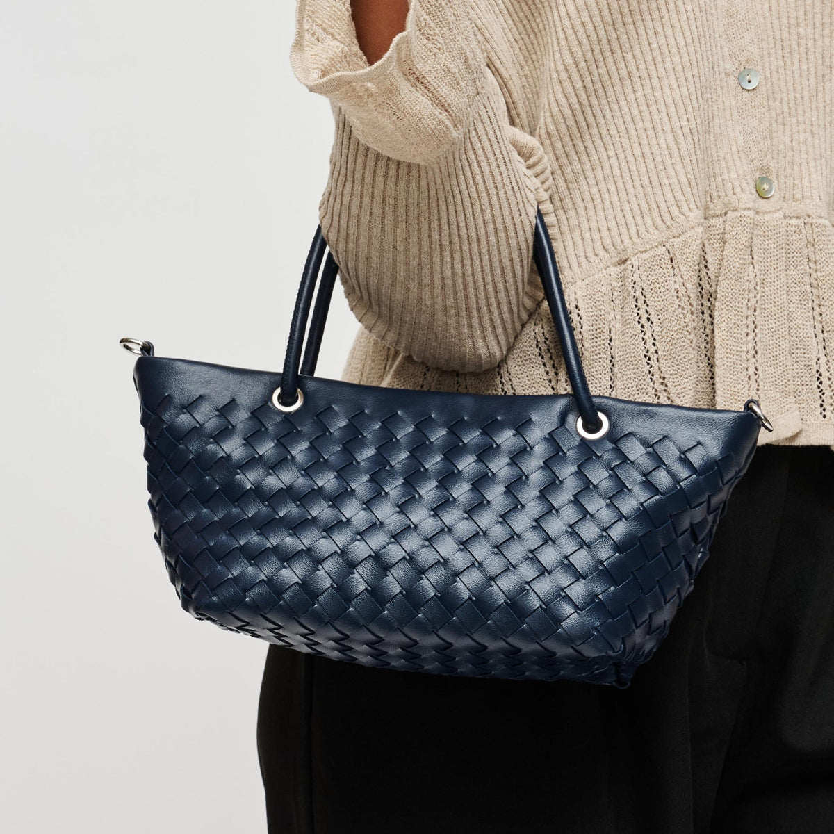 Woman wearing Midnight Urban Expressions Otto Crossbody 840504214073 View 1 | Midnight