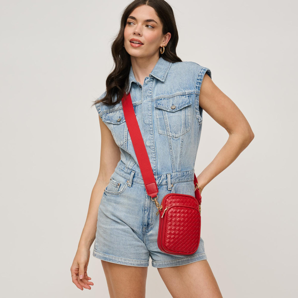 Woman wearing Red Urban Expressions Celeste Crossbody 840611147677 View 2 | Red