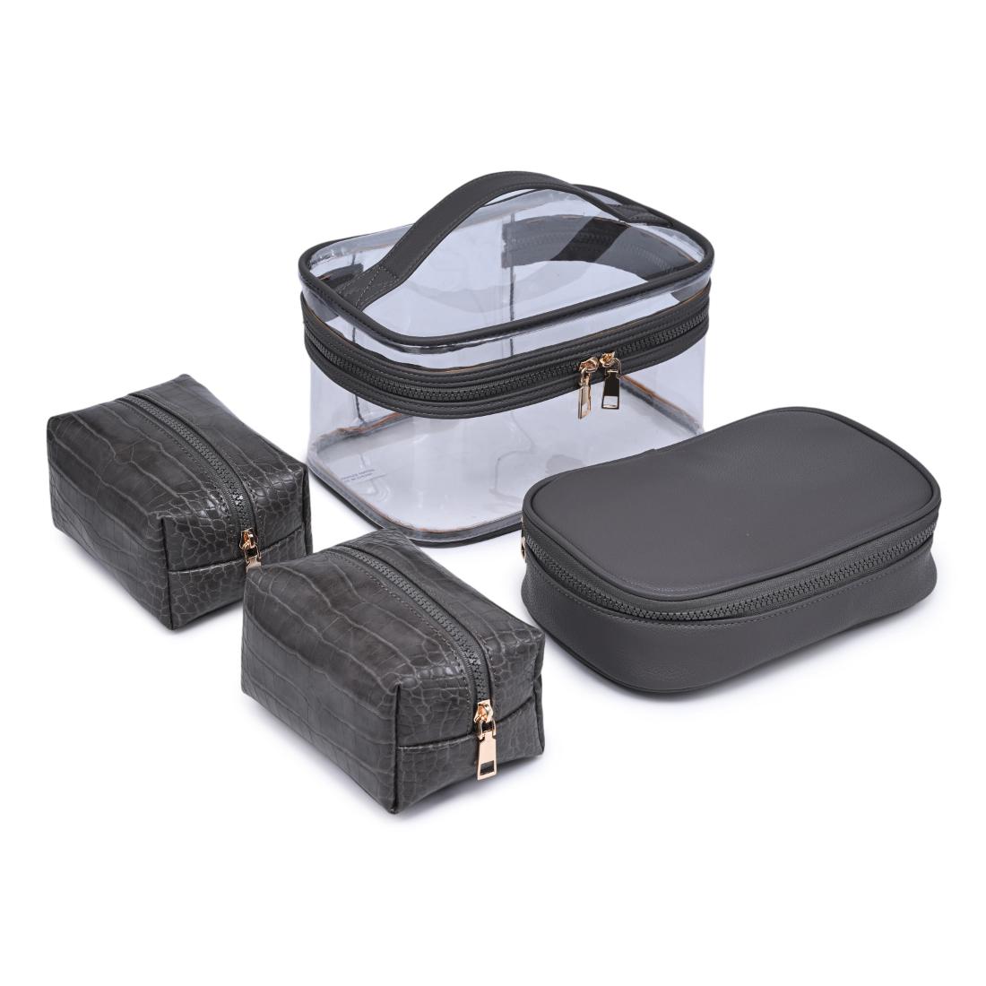Woman wearing Dark Grey Urban Essentials Croc Chic - 4 Piece Train Case Set 840504215742 View 1 | Dark Grey