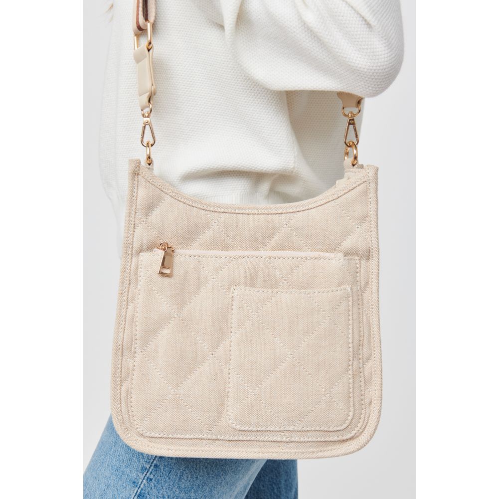 Woman wearing Oatmeal Urban Expressions Harlie Crossbody NA-840611102744 View 3 | Oatmeal