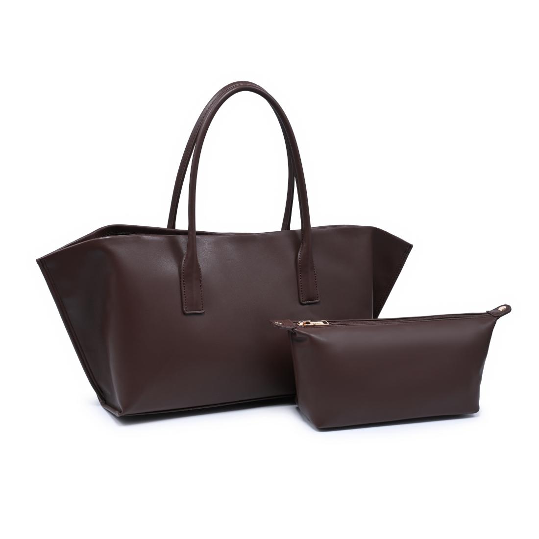 Woman wearing Chocolate Urban Expressions Levi Tote 840504205262 View 6 | Chocolate