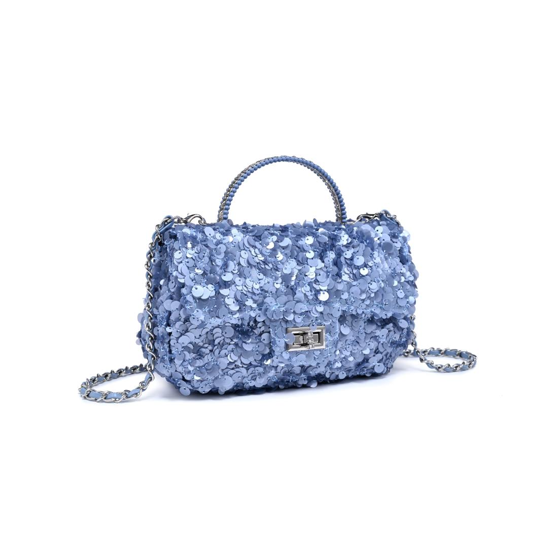 Woman wearing Periwinkle Urban Expressions Ella Evening Bag 840504204333 View 6 | Periwinkle