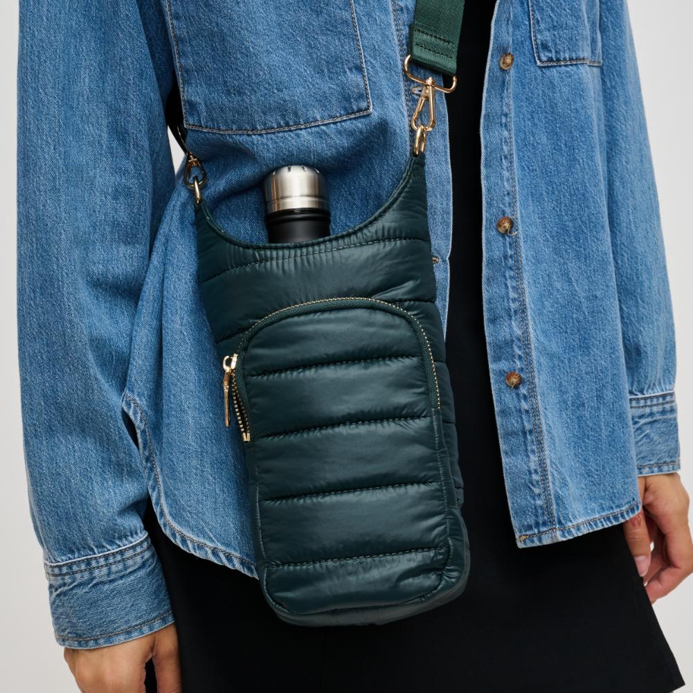 Woman wearing Hunter Green Urban Expressions Jace Crossbody 840611193551 View 3 | Hunter Green