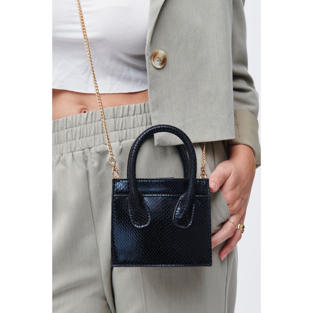 Woman wearing Black Urban Expressions Daria - Snake Crossbody 818209011174 View 1 | Black