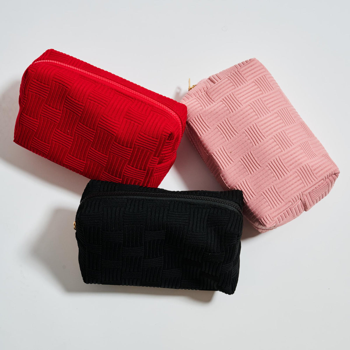 Woman wearing Pink Urban Essentials Hatchway Cosmetic & Travel Organizer Pouch 840611197757 View 2 | Pink