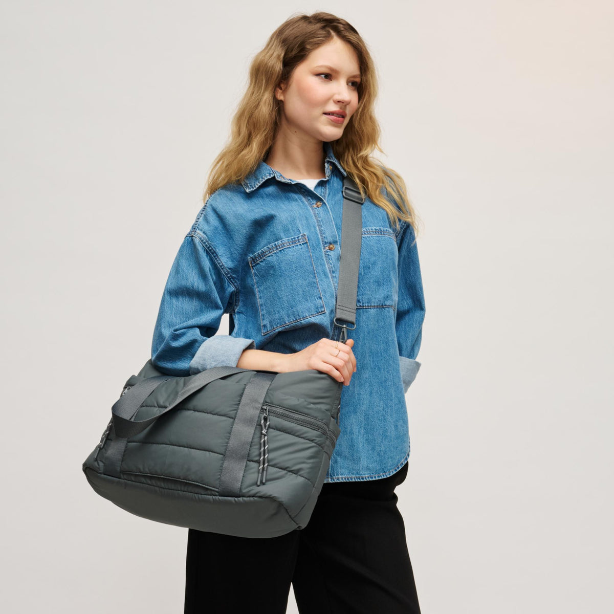 Woman wearing Carbon Urban Expressions Everywhere Tote 840504209932 View 3 | Carbon