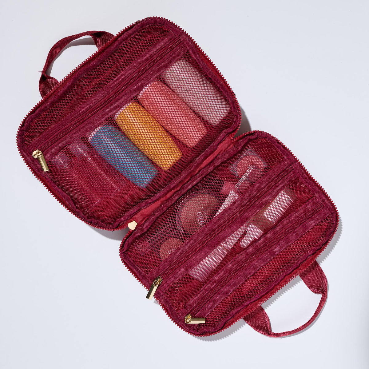 Woman wearing Dark Red Urban Essentials Maelis Travel Organizer 818209017145 View 2 | Dark Red