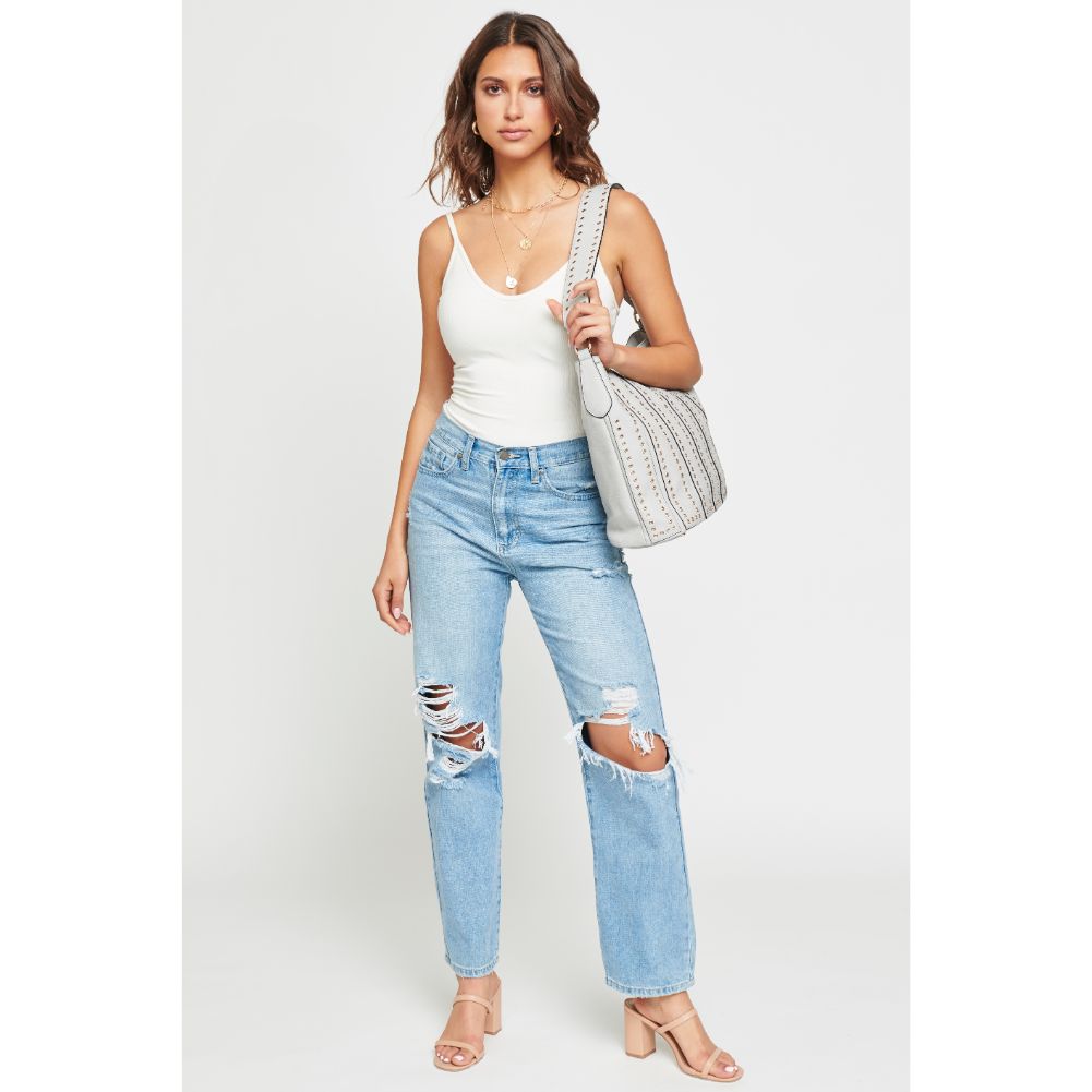 Woman wearing Grey Urban Expressions Nicola Hobo NA-840611126399 View 3 | Grey