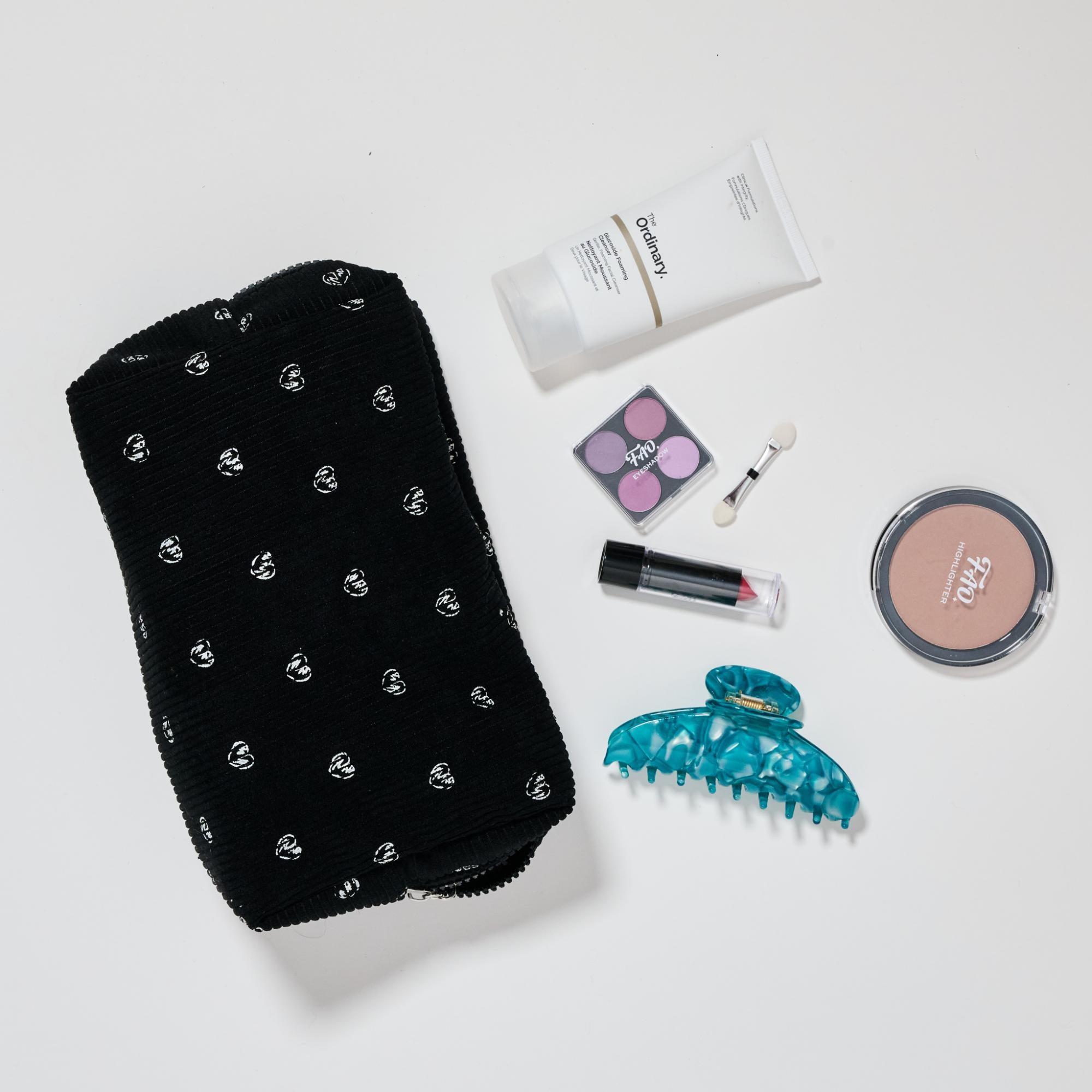 Woman wearing Off White Urban Expressions Cozy Crush - Corduroy Cosmetic Pouch 840611196910 View 1 | Off White