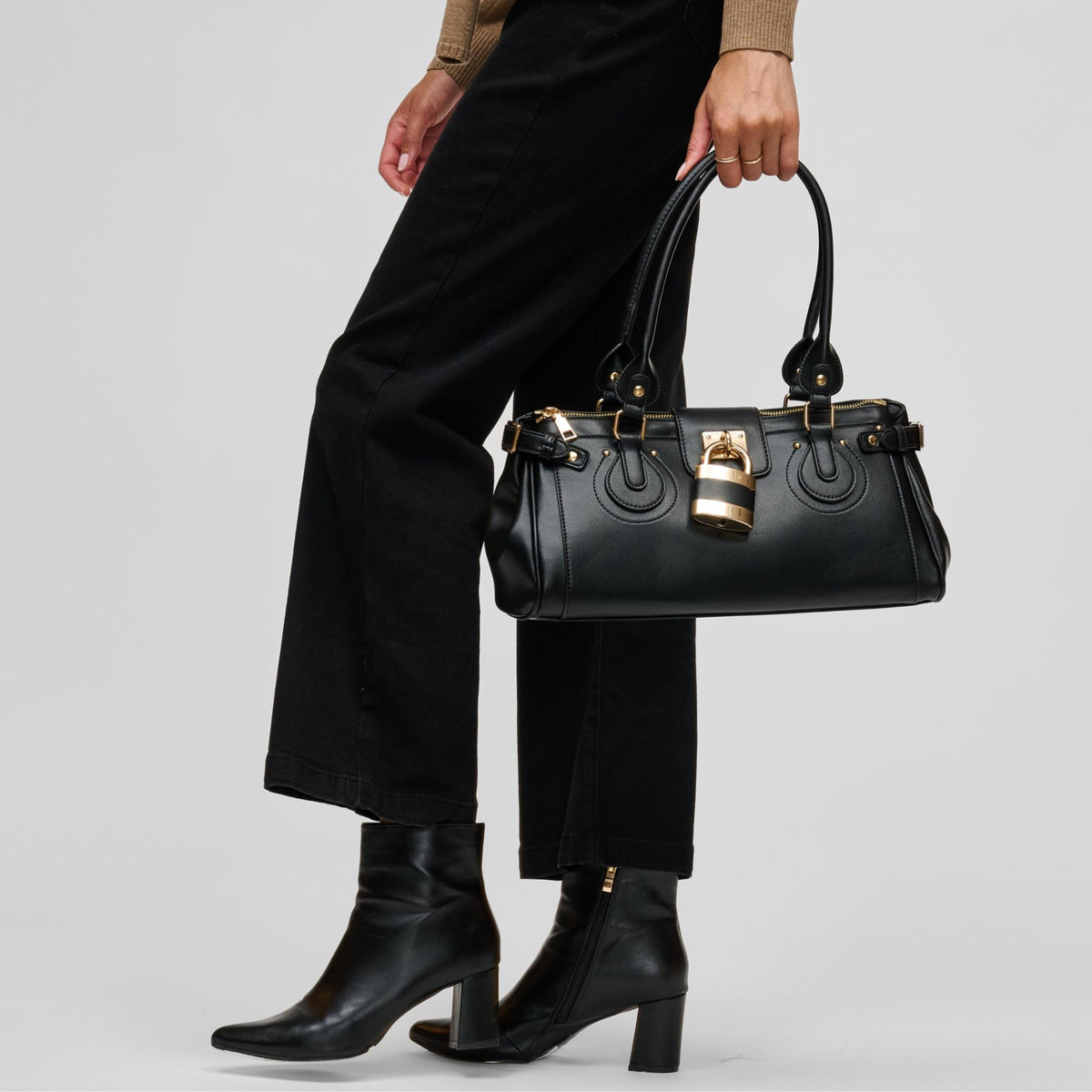 Woman wearing Black Urban Expressions Moda Satchel 840504211652 View 3 | Black