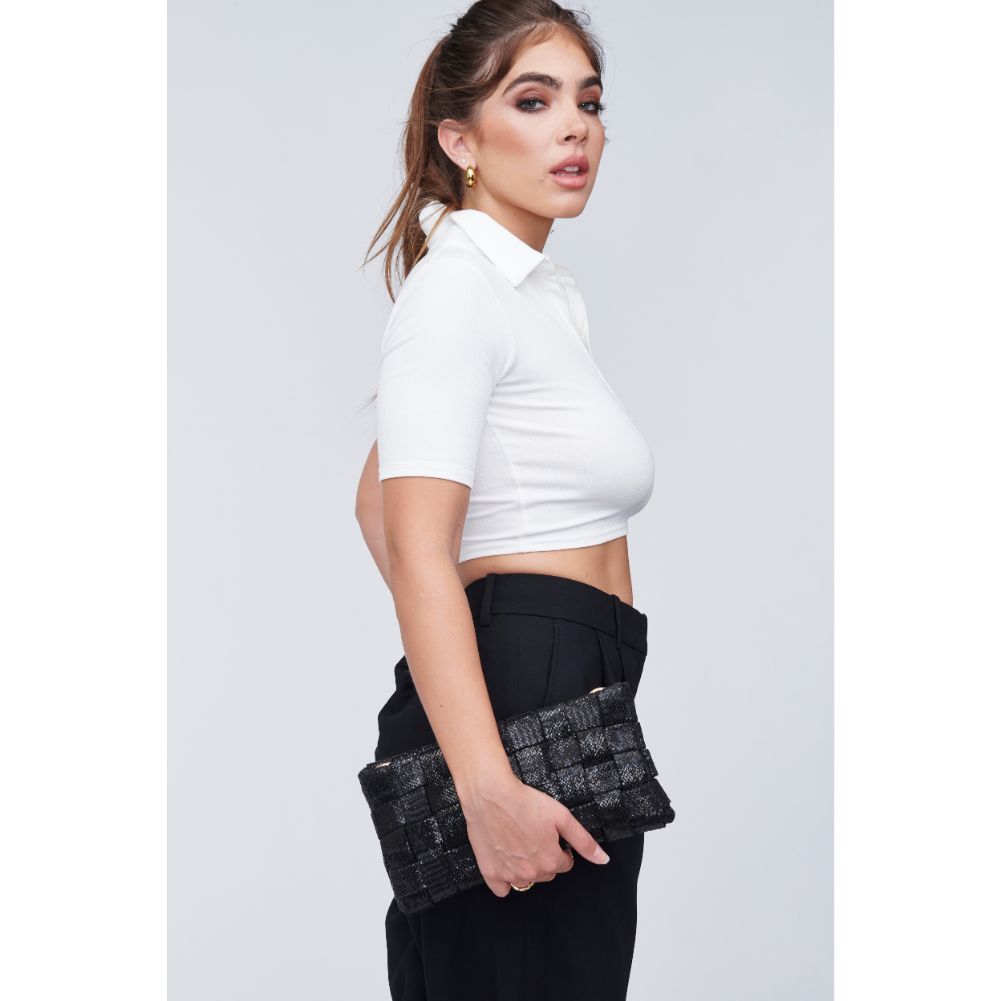 Woman wearing Black Urban Expressions Malika Clutch 818209010436 View 2 | Black