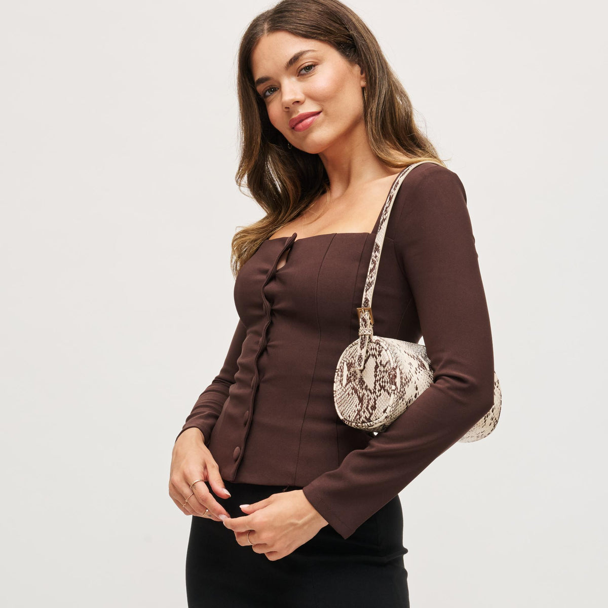 Woman wearing Natural Urban Expressions Rachel Shoulder Bag 840611199478 View 2 | Natural