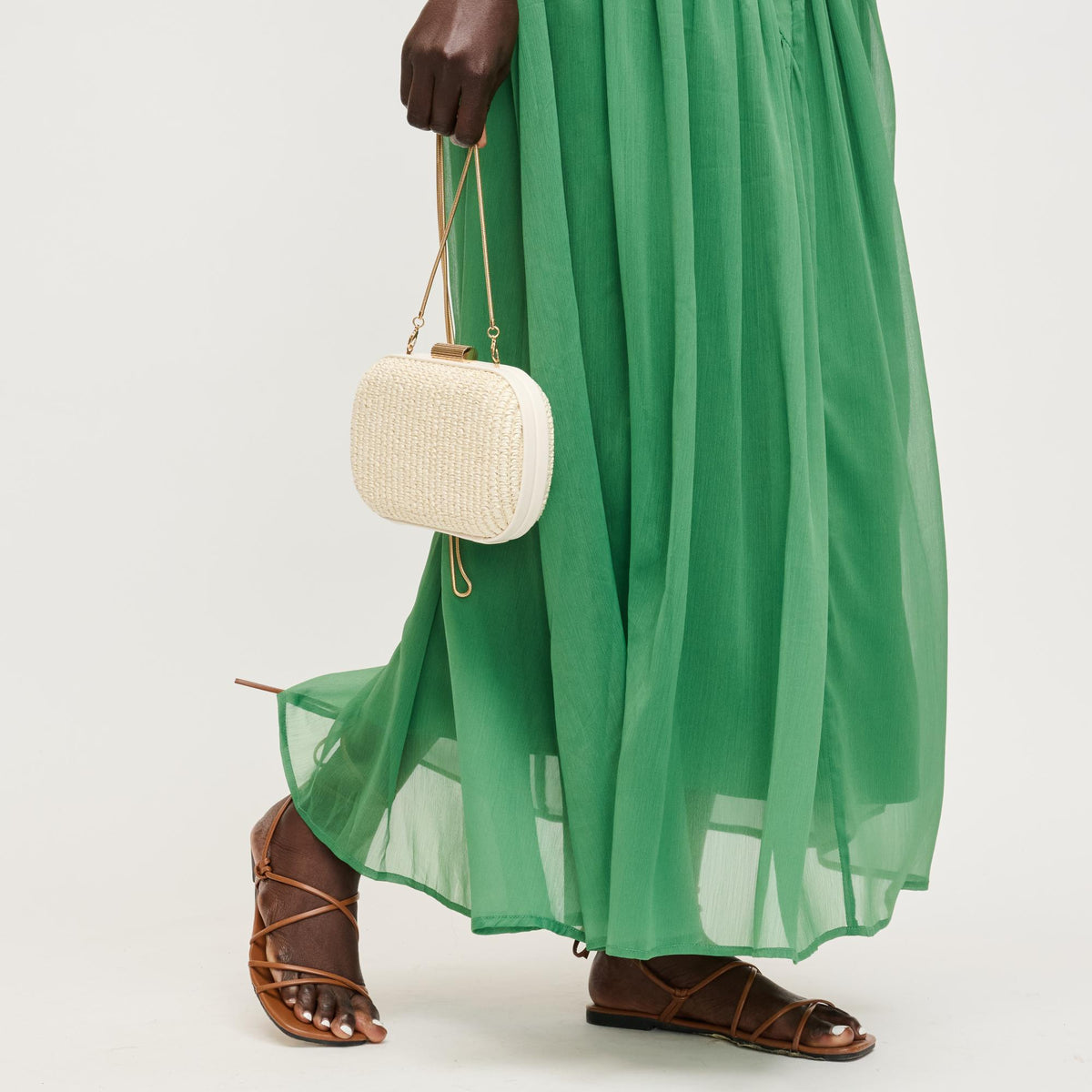 Woman wearing Ivory Urban Expressions Alix Evening Bag 840504206283 View 3 | Ivory