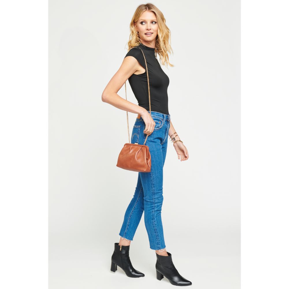 Woman wearing Cognac Urban Expressions Margie Clutch 840611174895 View 3 | Cognac