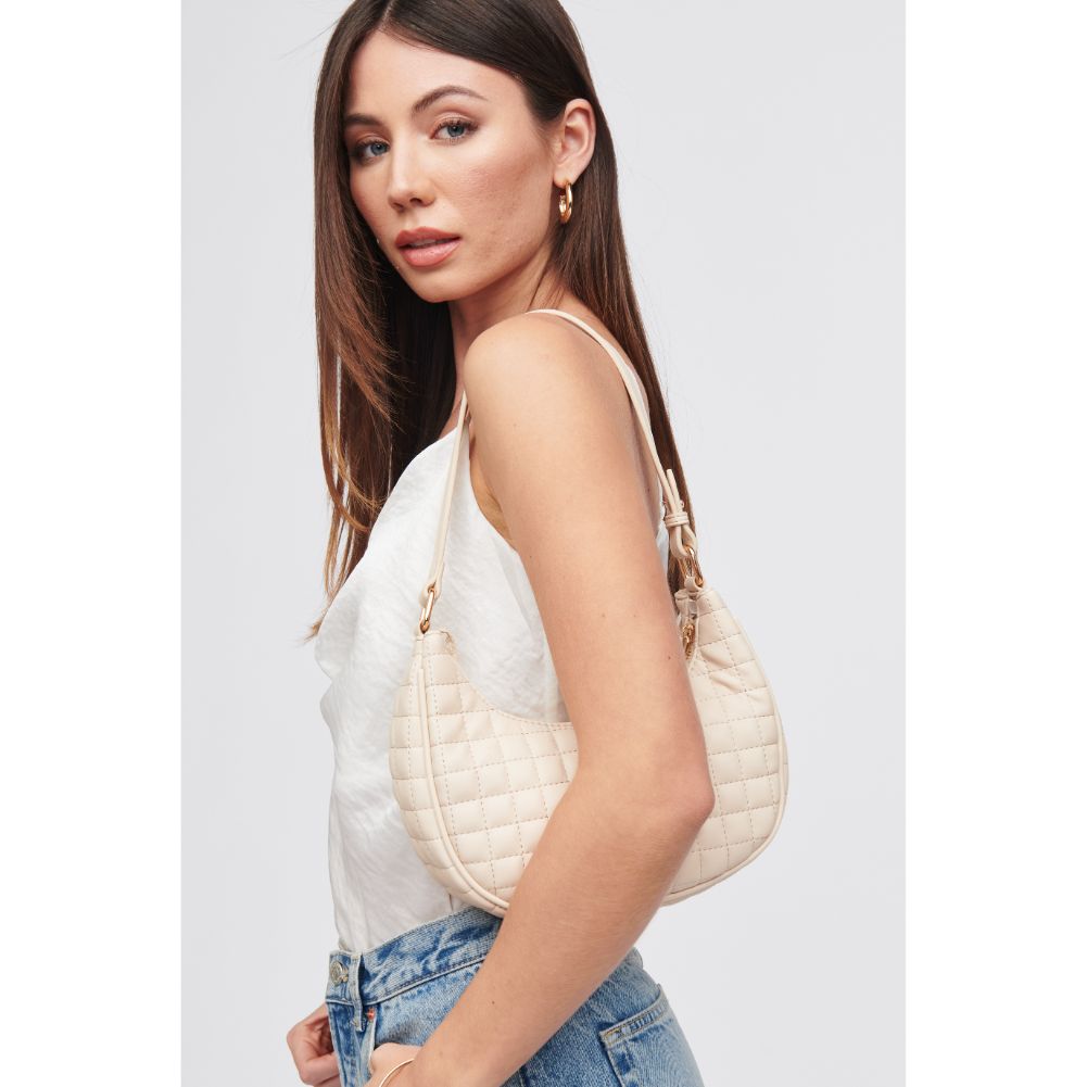 Woman wearing Cream Urban Expressions Sybil - Quilted Shoulder Bag 818209018784 View 2 | Cream