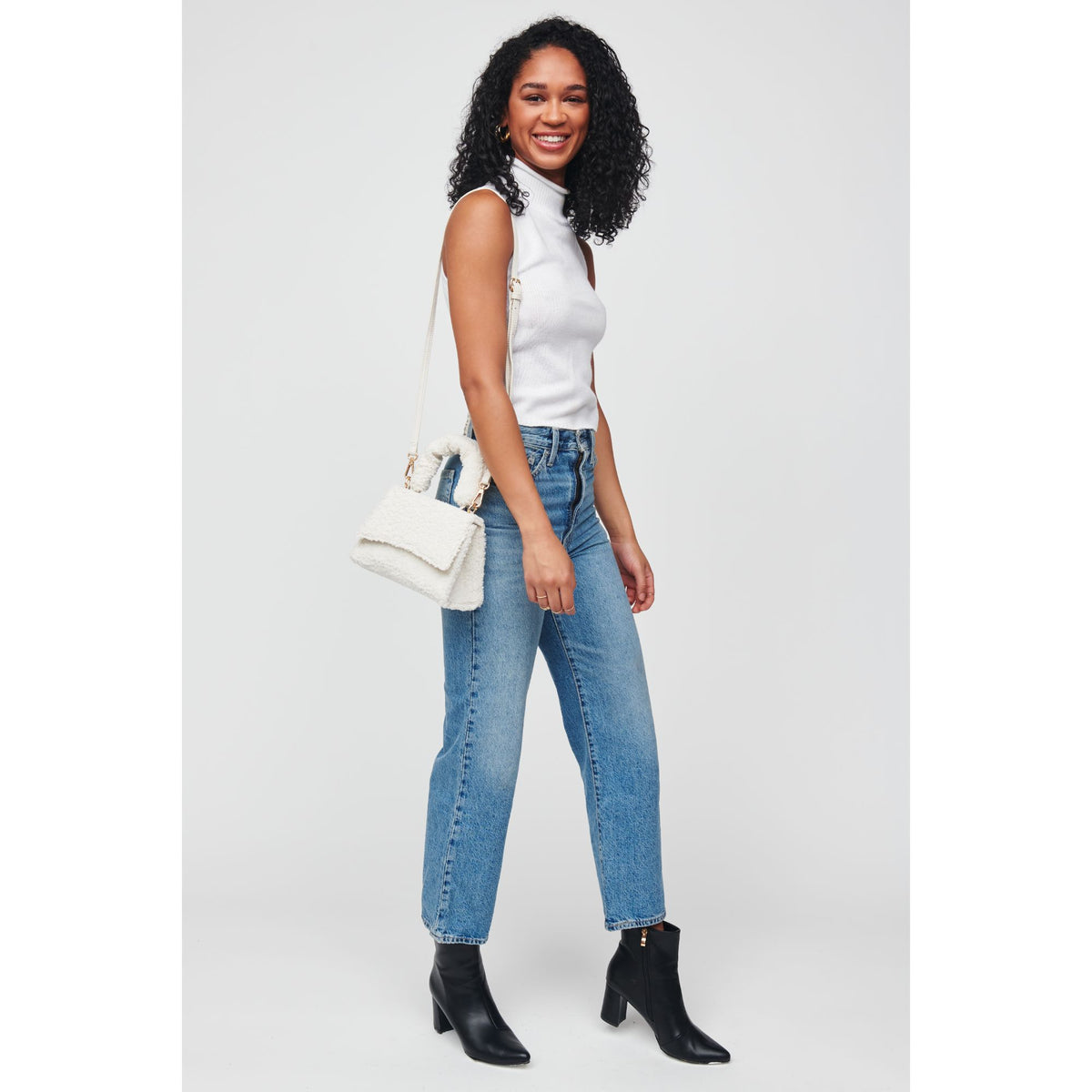 Woman wearing Ivory Urban Expressions Merino Top Handle 818209012294 View 3 | Ivory