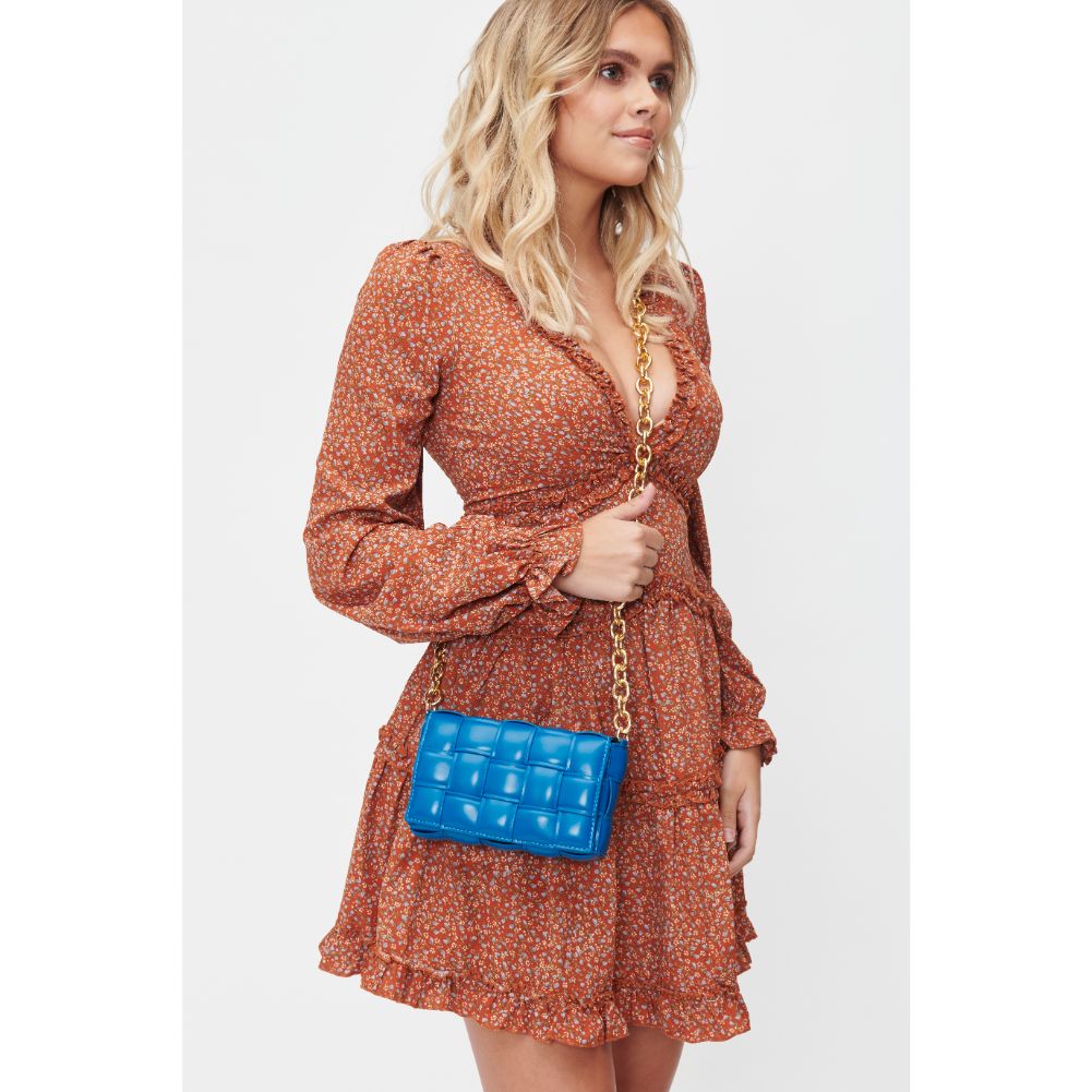 Woman wearing Denim Urban Expressions Holden Crossbody 840611101280 View 2 | Denim