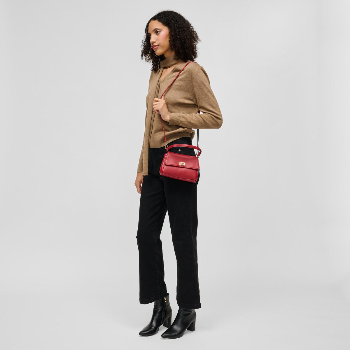 Woman wearing Red Urban Expressions Estee Crossbody 840504214837 View 4 | Red