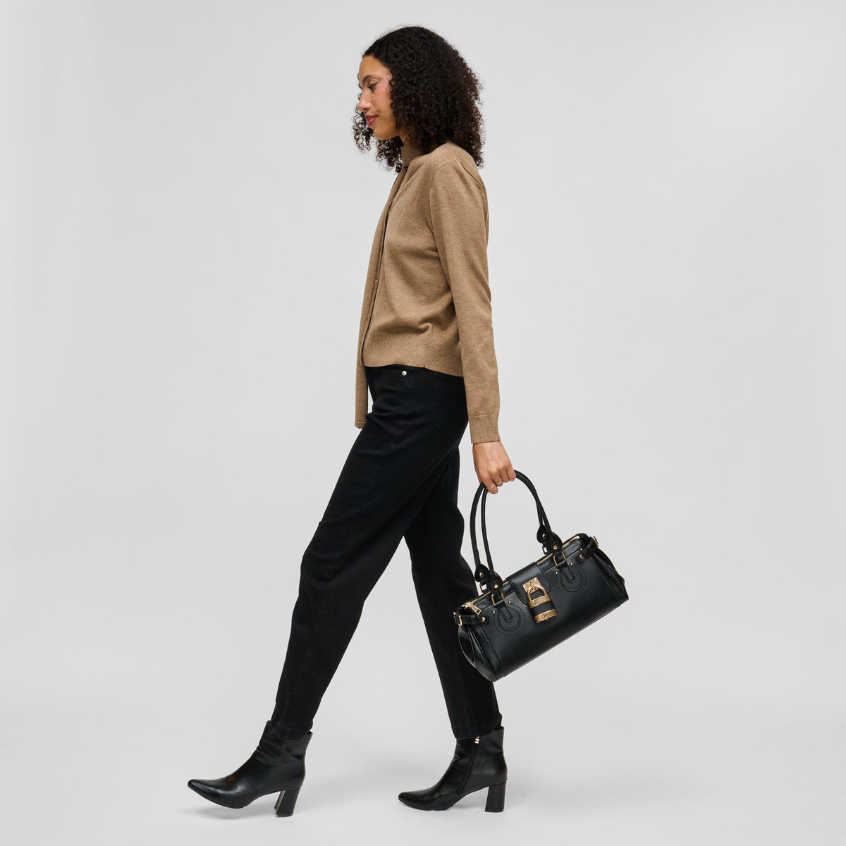 Woman wearing Black Urban Expressions Moda Satchel 840504211652 View 4 | Black