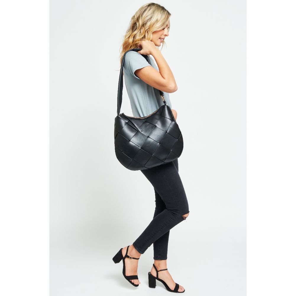 Woman wearing Black Urban Expressions Mira Messenger 840611179272 View 3 | Black