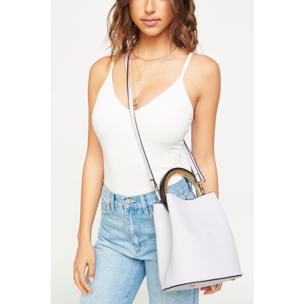 Woman wearing Lavender Urban Expressions Bernadette Crossbody 840611145444 View 1 | Lavender