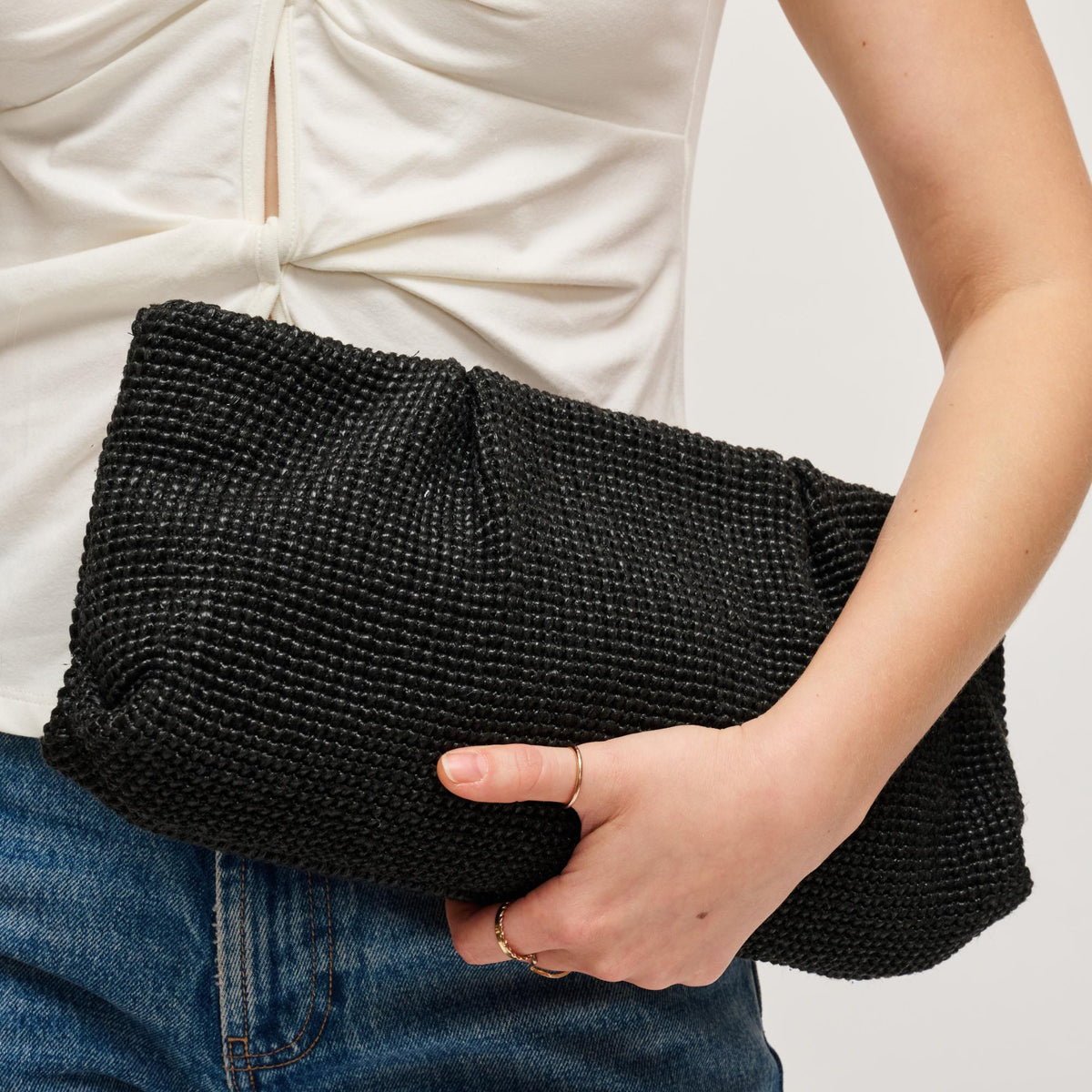Woman wearing Black Urban Expressions Franny - Seasonal Clutch 840504208508 View 2 | Black
