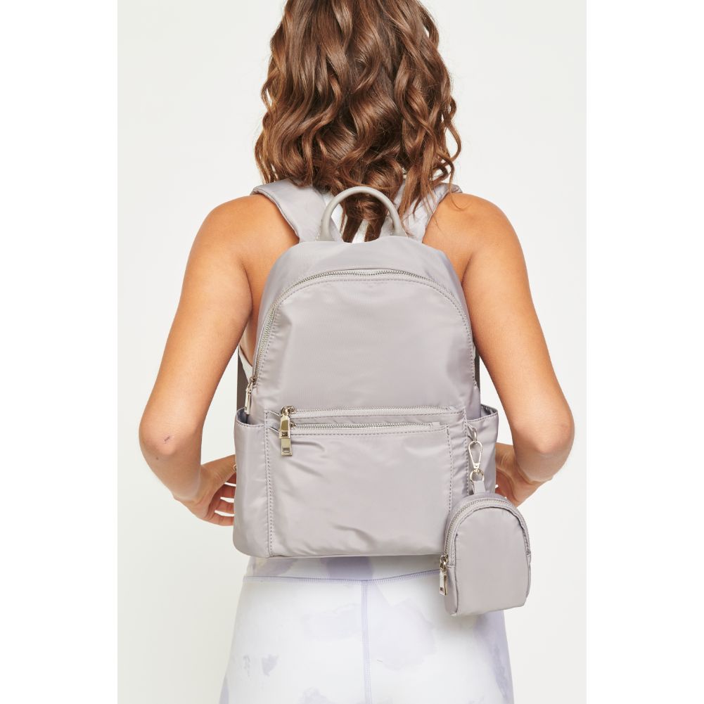 Woman wearing Grey Urban Expressions Venus Backpack 840611177780 View 1 | Grey