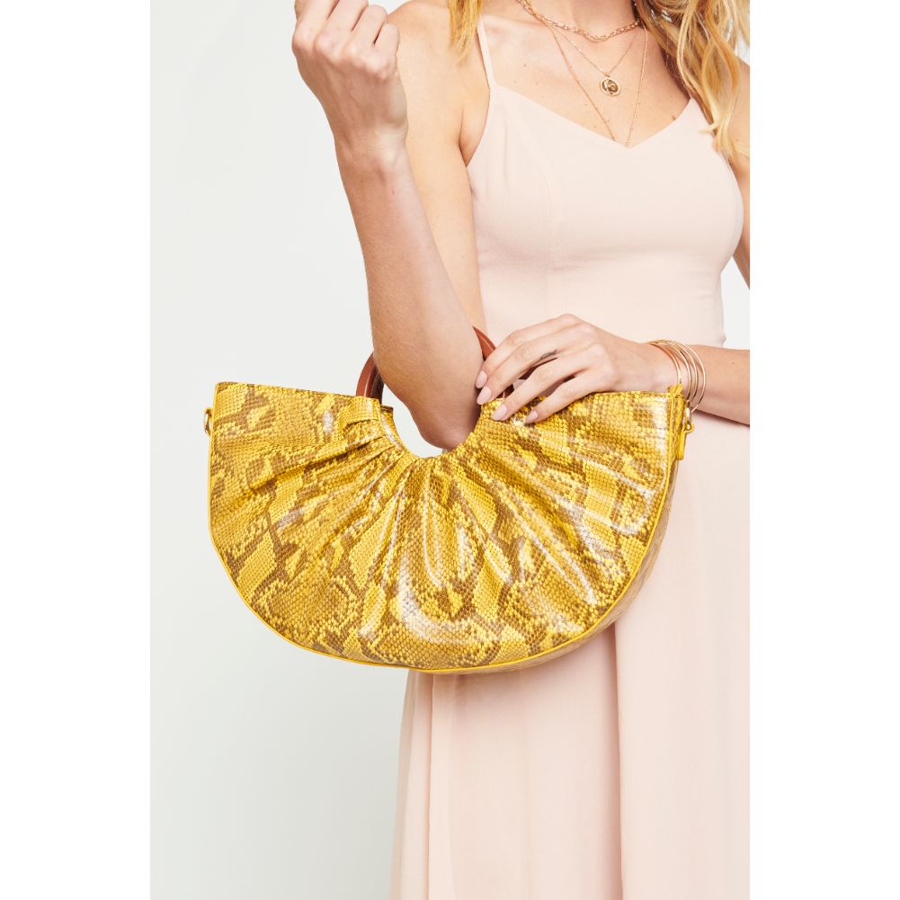 Woman wearing Mustard Urban Expressions Moon Satchel 840611172655 View 2 | Mustard