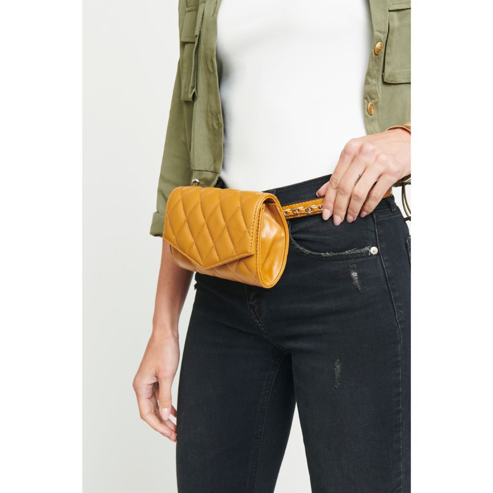 Woman wearing Mustard Urban Expressions Rhythm Belt Bag NA-840611154385 View 2 | Mustard