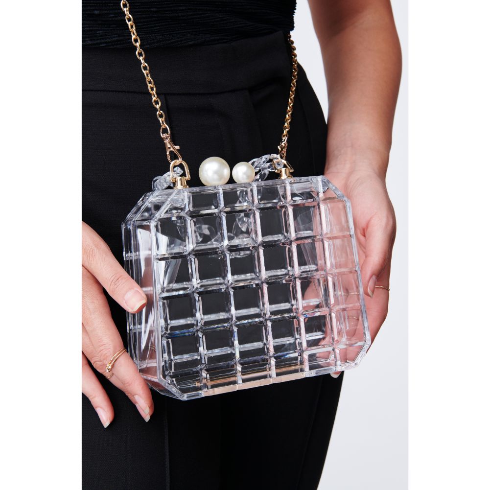 Woman wearing Clear Urban Expressions Pearl Minaudiere 818209010535 View 2 | Clear