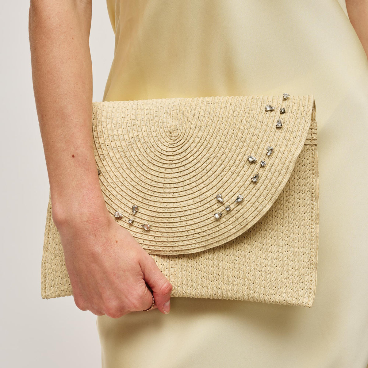 Woman wearing Cream Urban Expressions Emily Clutch 840611152732 View 1 | Cream