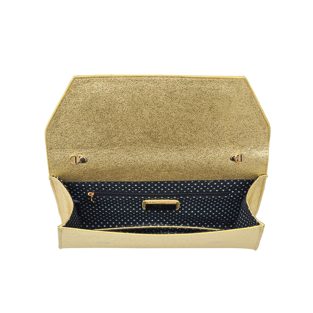 Product Image of Urban Expressions Electra Metallic Clutch NA-840611145741 View 4 | Light Gold