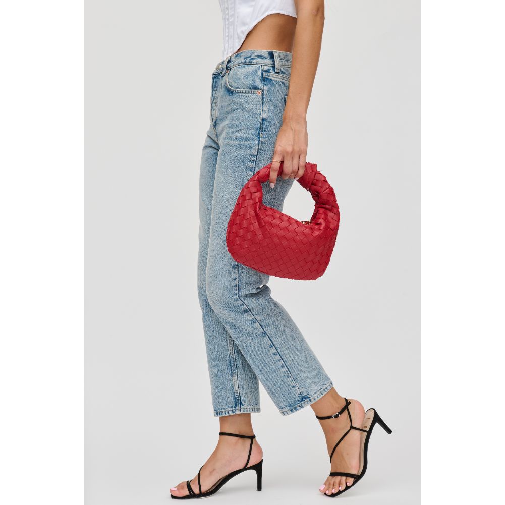 Woman wearing Red Urban Expressions Tracy - Woven Clutch 840611116253 View 3 | Red