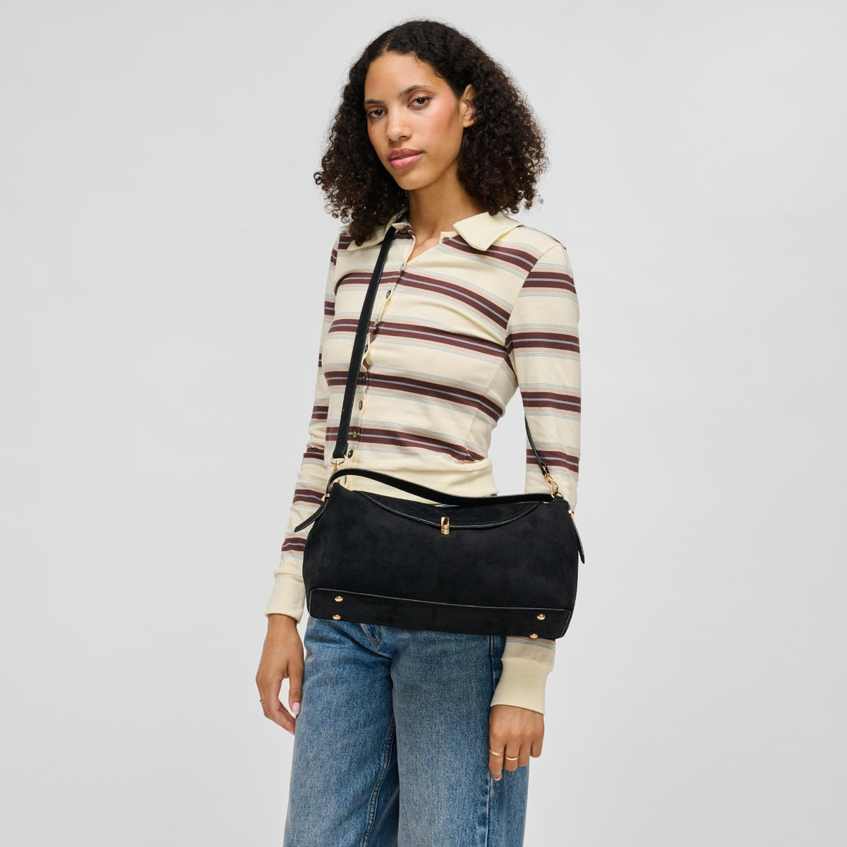 Woman wearing Black Urban Expressions Evermore Crossbody 840504212802 View 3 | Black