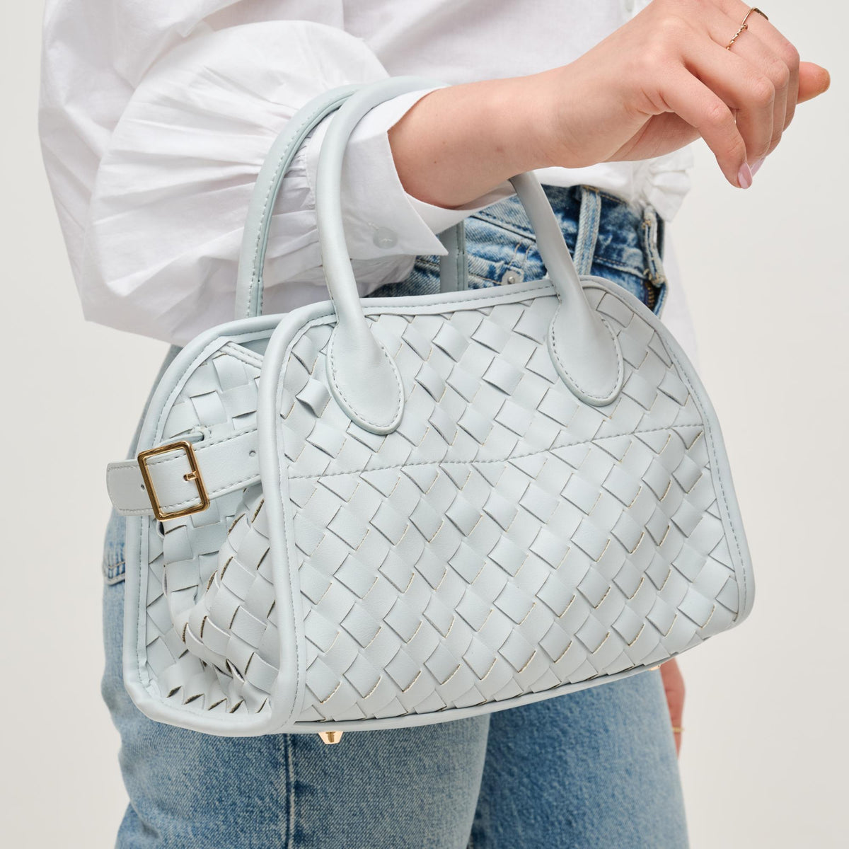 Woman wearing Ice Blue Urban Expressions Kristie Crossbody 840611146137 View 4 | Ice Blue