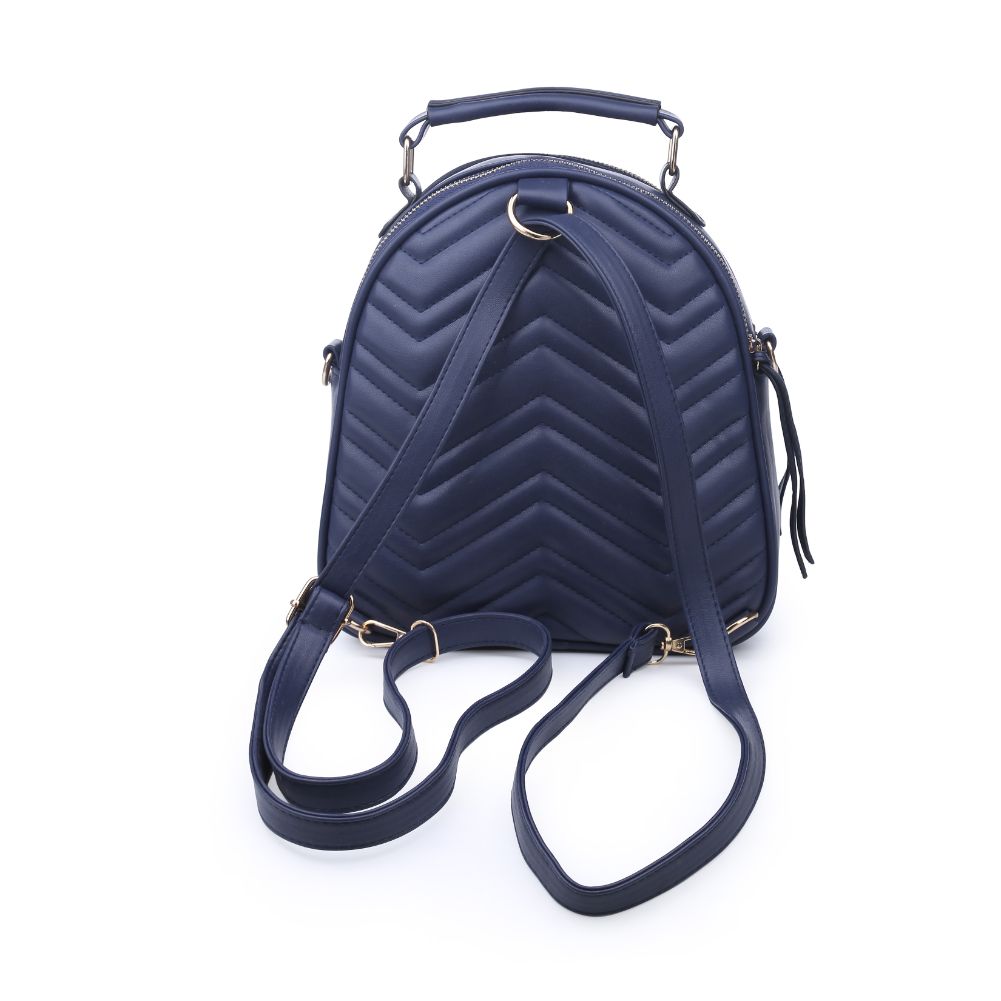 Product Image of Urban Expressions Constance V Stitch Double Zip Backpack 840611168580 View 3 | Blue
