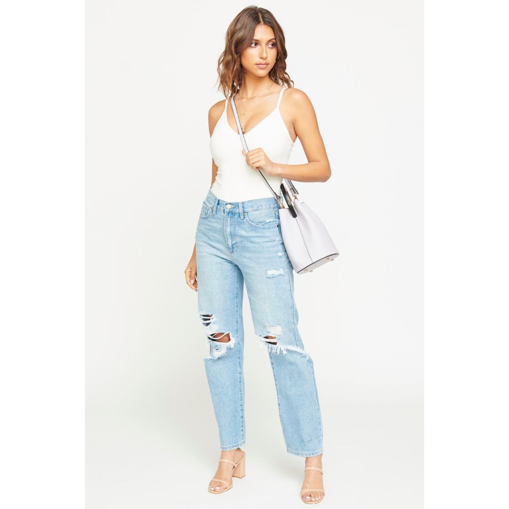 Woman wearing Lavender Urban Expressions Bernadette Crossbody 840611145444 View 4 | Lavender
