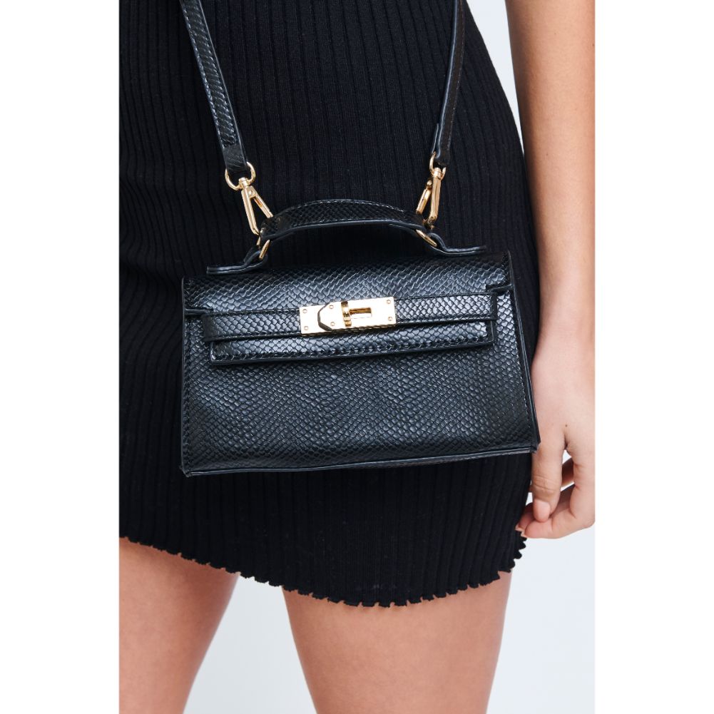 Woman wearing Black Urban Expressions Georgina Snake Crossbody 840611181268 View 2 | Black