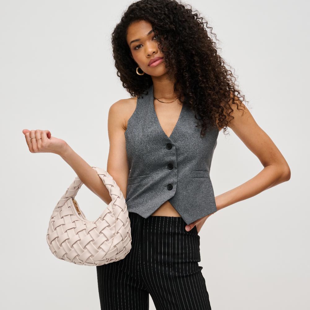 Woman wearing Oatmilk Urban Expressions Noreen Clutch 840611193674 View 1 | Oatmilk