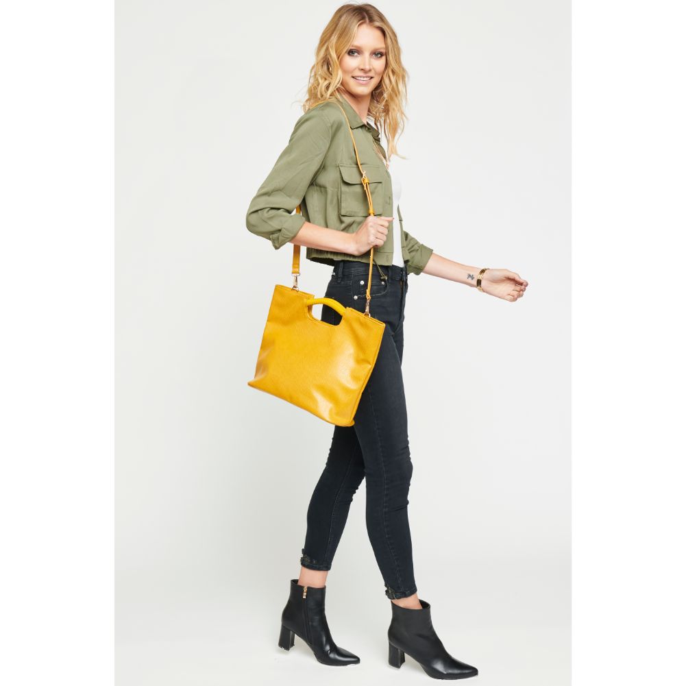 Woman wearing Mustard Urban Expressions Silas Tote 840611166821 View 3 | Mustard