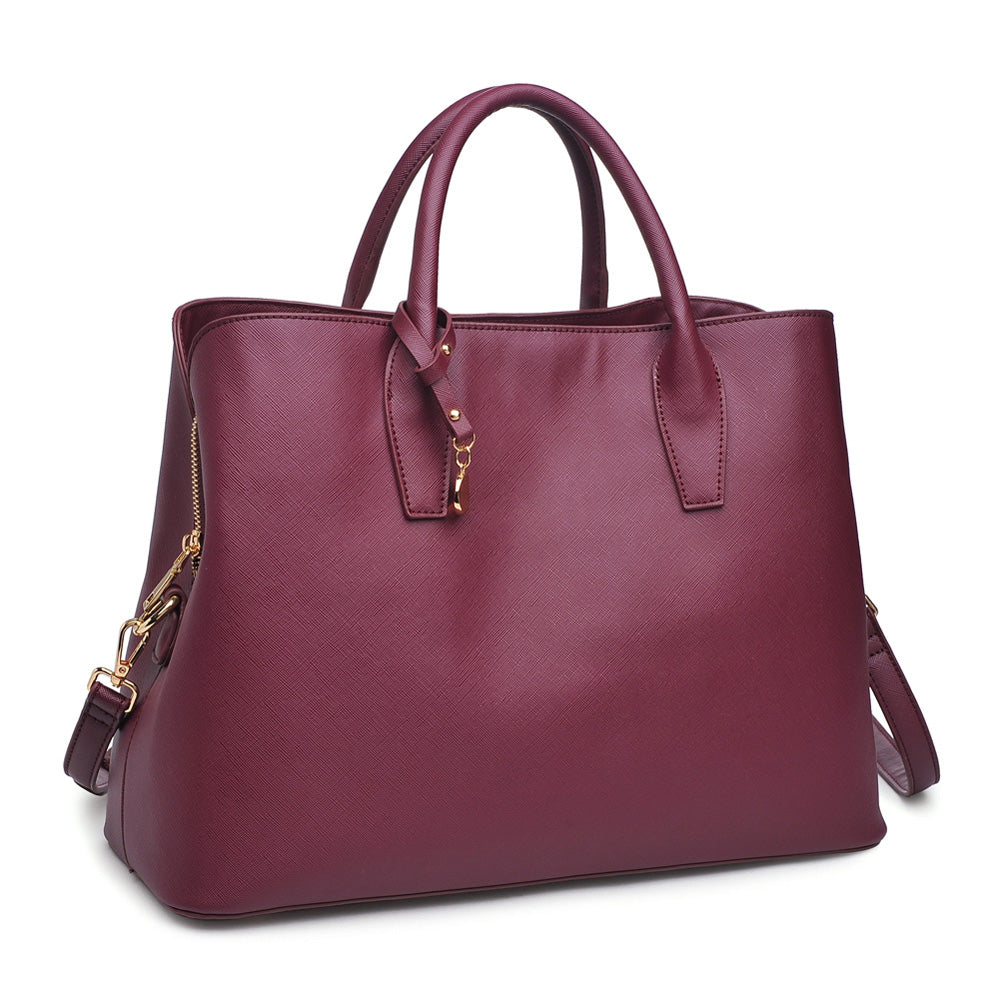Woman wearing Burgundy Urban Expressions Chelsea Tote 840611154453 View 6 | Burgundy