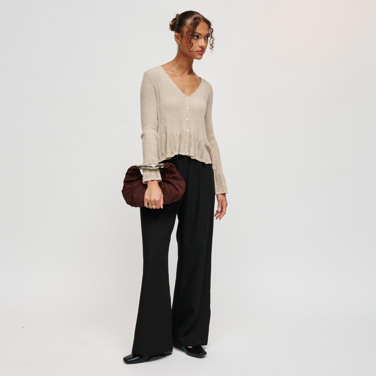 Woman wearing Coffee Urban Expressions Luxx - FS Clutch 840504212208 View 4 | Coffee